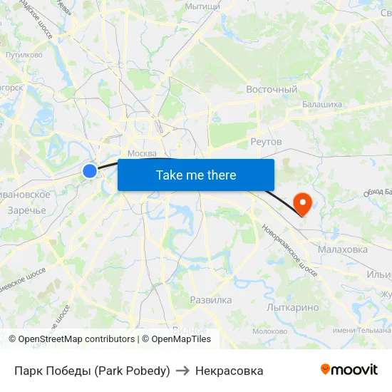 Парк Победы (Park Pobedy) to Некрасовка map