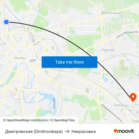 Дмитровская (Dmitrovskaya) to Некрасовка map