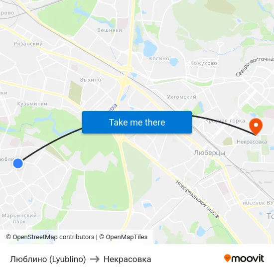 Люблино (Lyublino) to Некрасовка map
