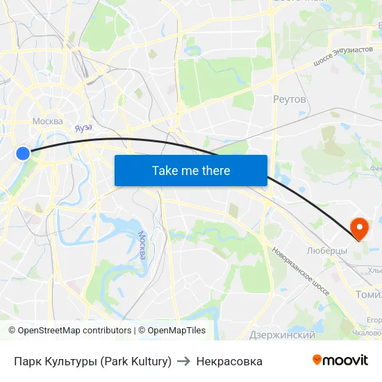 Парк Культуры (Park Kultury) to Некрасовка map