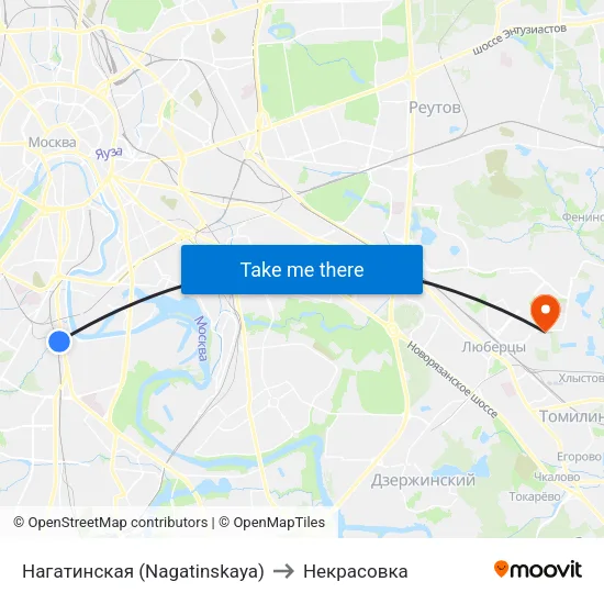 Нагатинская (Nagatinskaya) to Некрасовка map