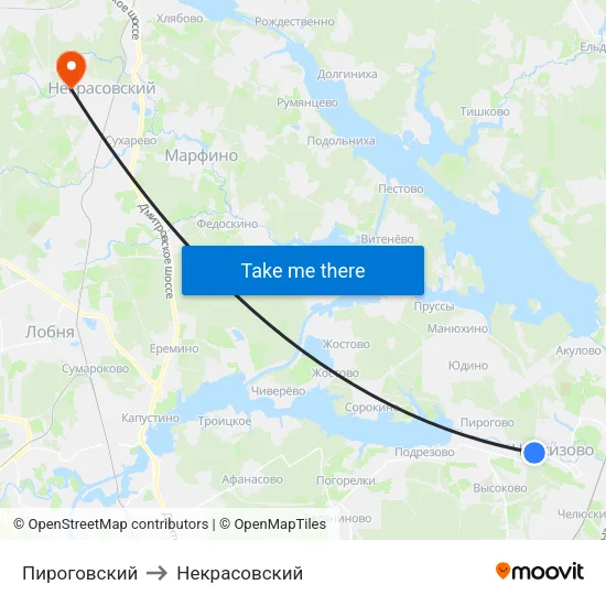Пироговский to Некрасовский map