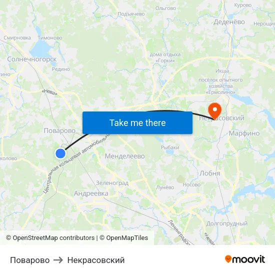 Поварово to Некрасовский map