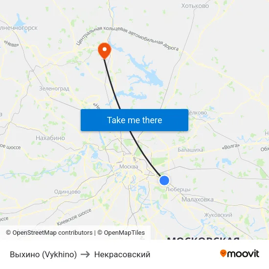 Выхино (Vykhino) to Некрасовский map