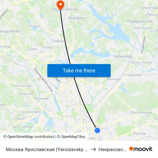 Москва Ярославская (Yaroslavsky Station) to Некрасовский map