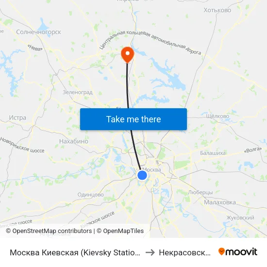 Москва Киевская (Kievsky Station) to Некрасовский map