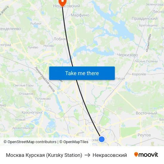 Москва Курская (Kursky Station) to Некрасовский map