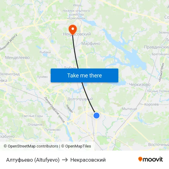 Алтуфьево (Altufyevo) to Некрасовский map
