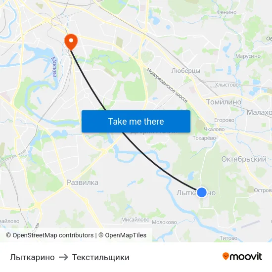 Лыткарино to Текстильщики map