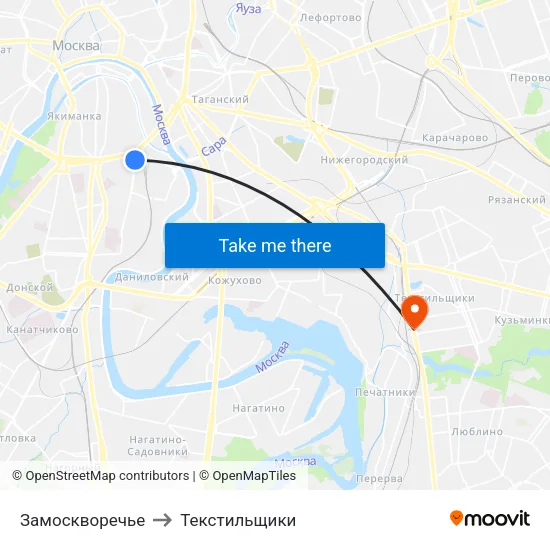 Замоскворечье to Текстильщики map