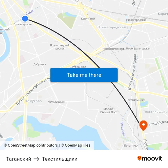 Таганский to Текстильщики map