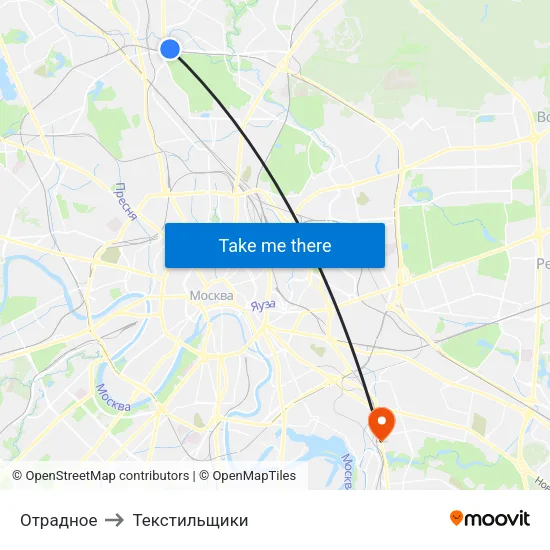 Отрадное to Текстильщики map