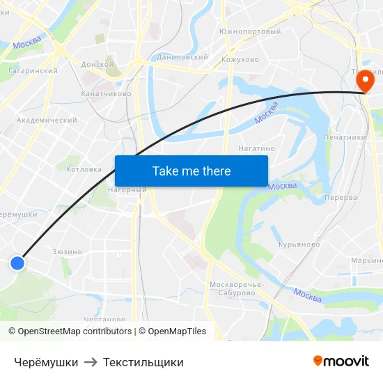 Черёмушки to Текстильщики map
