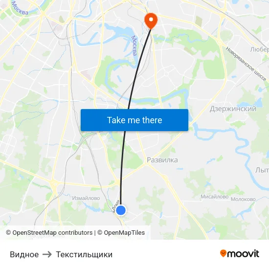 Видное to Текстильщики map