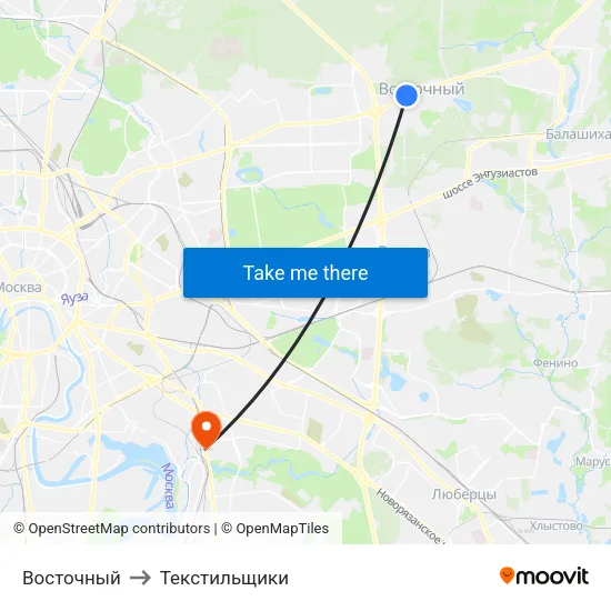 Восточный to Текстильщики map