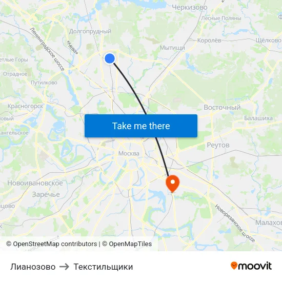 Лианозово to Текстильщики map