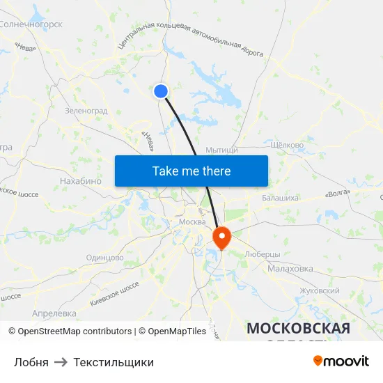 Лобня to Текстильщики map