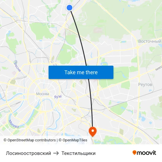 Лосиноостровский to Текстильщики map