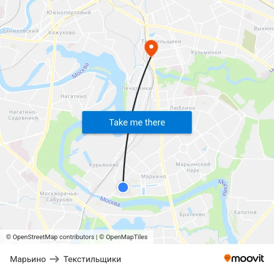Марьино to Текстильщики map