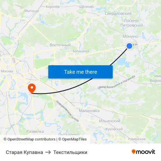 Старая Купавна to Текстильщики map
