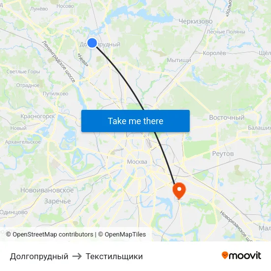 Долгопрудный to Текстильщики map