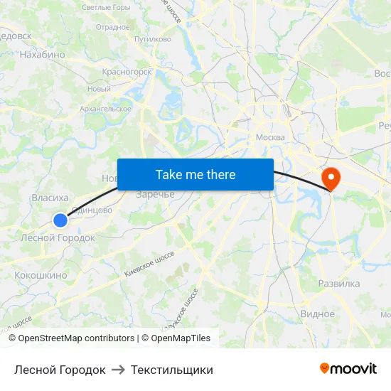 Лесной Городок to Текстильщики map