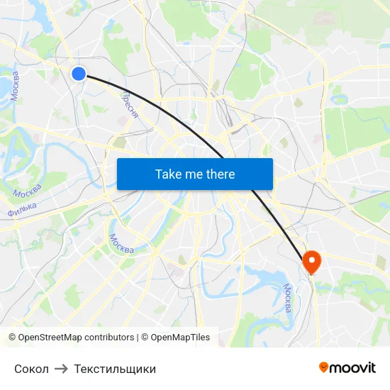 Сокол to Текстильщики map