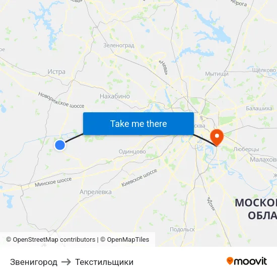 Звенигород to Текстильщики map
