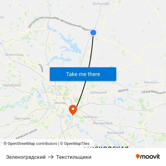Зеленоградский to Текстильщики map