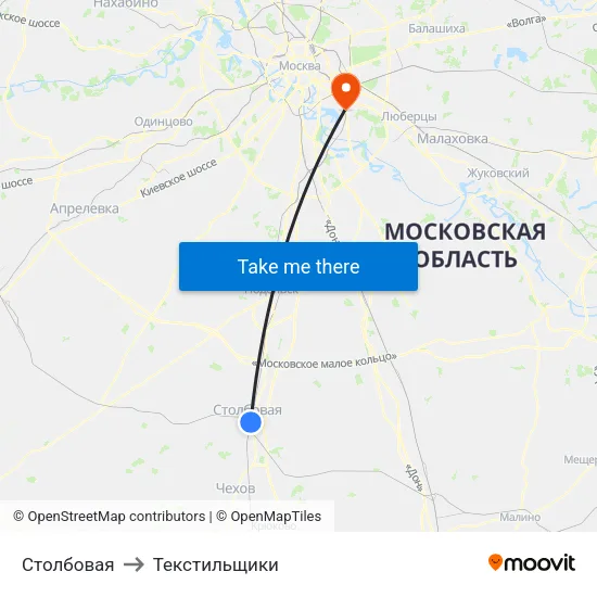 Столбовая to Текстильщики map