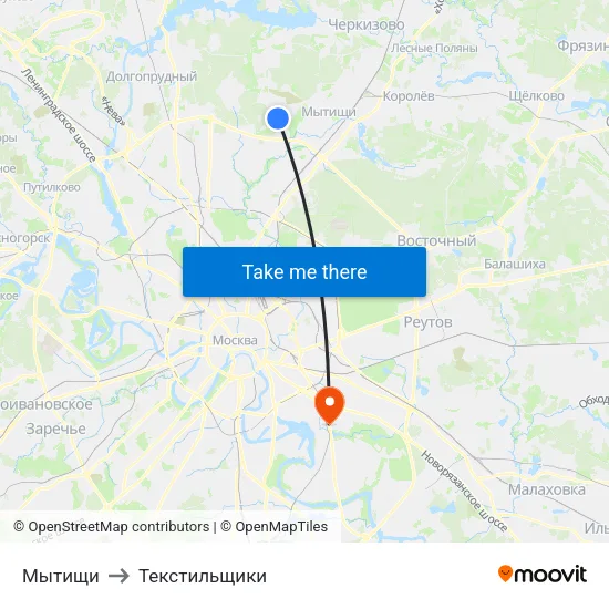 Мытищи to Текстильщики map