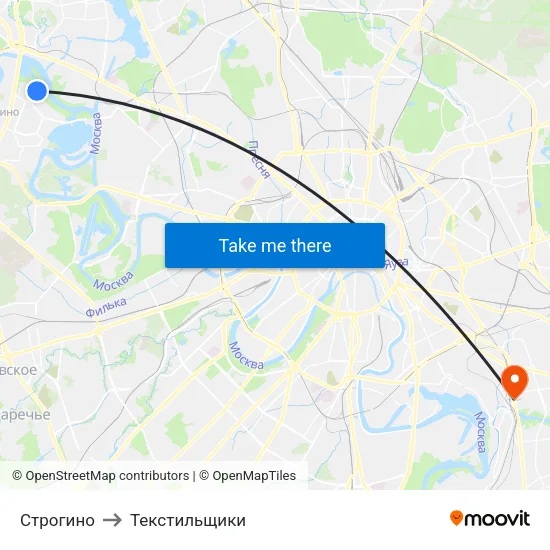 Строгино to Текстильщики map