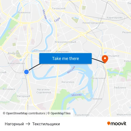 Нагорный to Текстильщики map