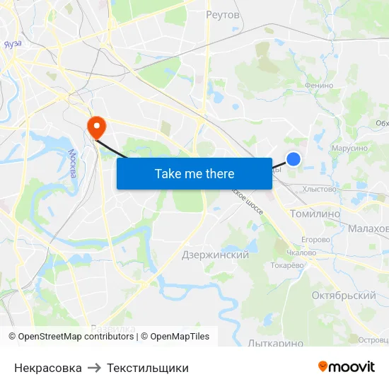 Некрасовка to Текстильщики map