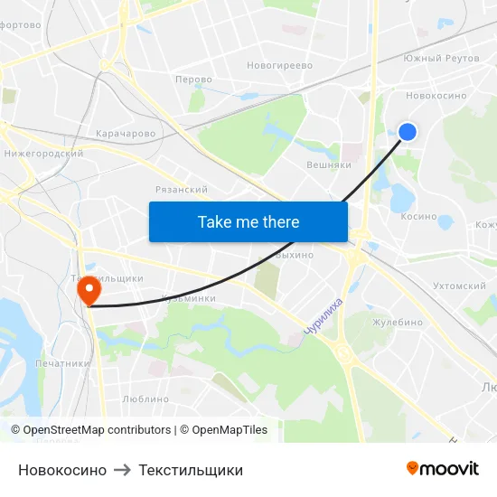 Новокосино to Текстильщики map