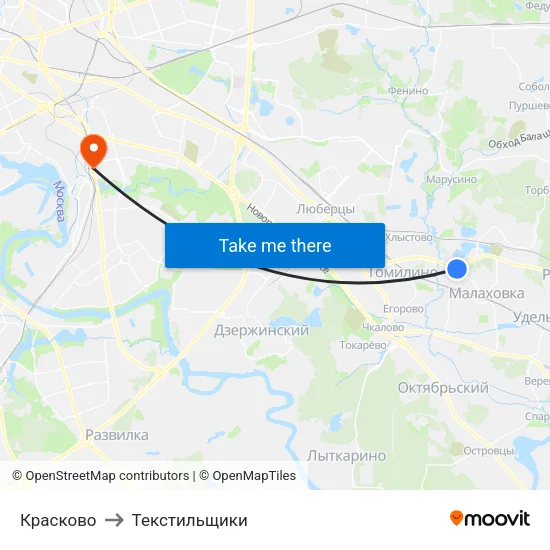 Красково to Текстильщики map