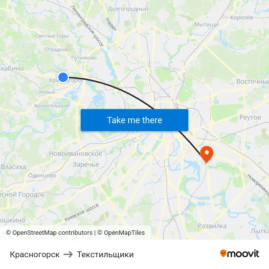 Красногорск to Текстильщики map
