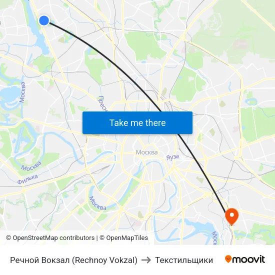 Речной Вокзал (Rechnoy Vokzal) to Текстильщики map