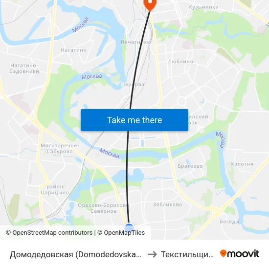 Домодедовская (Domodedovskaya) to Текстильщики map