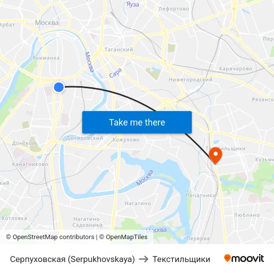 Серпуховская (Serpukhovskaya) to Текстильщики map