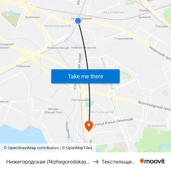 Нижегородская (Nizhegorodskaya) to Текстильщики map