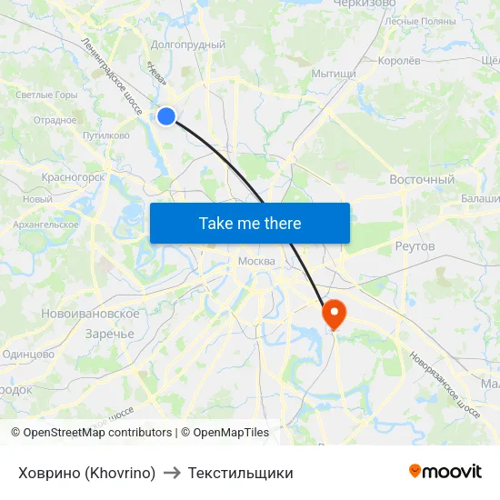 Ховрино (Khovrino) to Текстильщики map