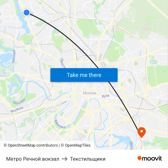 Метро Речной вокзал to Текстильщики map