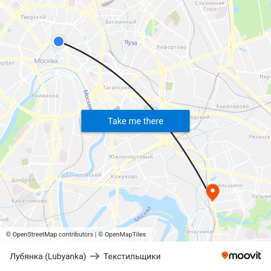 Лубянка (Lubyanka) to Текстильщики map