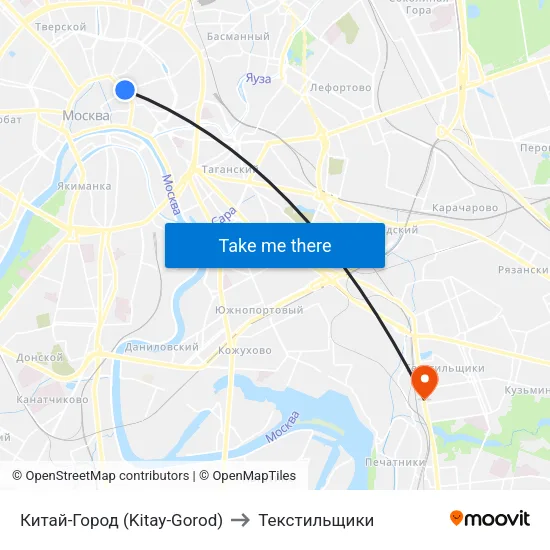 Китай-Город (Kitay-Gorod) to Текстильщики map