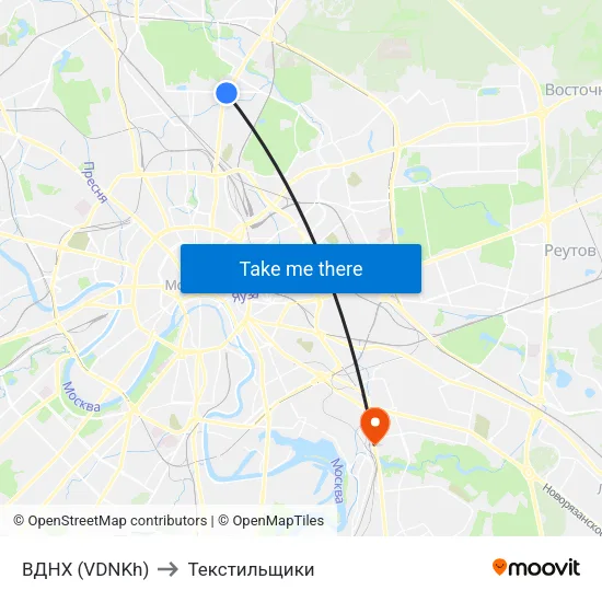 ВДНХ (VDNKh) to Текстильщики map