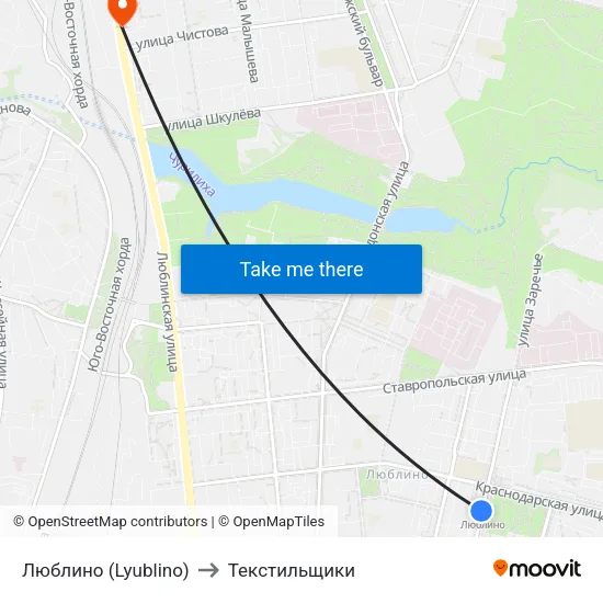 Люблино (Lyublino) to Текстильщики map
