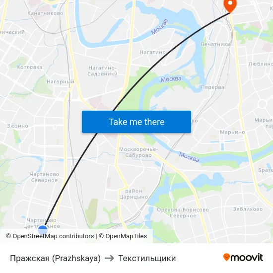 Пражская (Prazhskaya) to Текстильщики map
