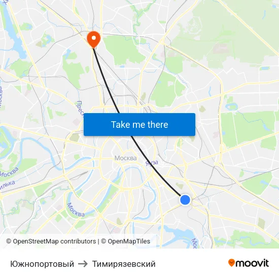 Южнопортовый to Тимирязевский map