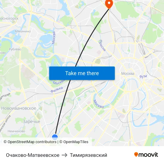 Очаково-Матвеевское to Тимирязевский map